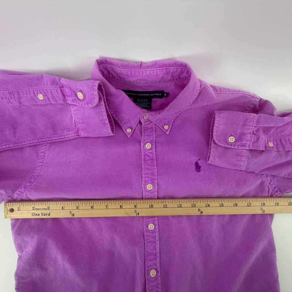 Ralph Lauren Sport Womens 10 Purple Cotton Button Down Shirt Long Slve Pony Logo - Picture 5 of 9